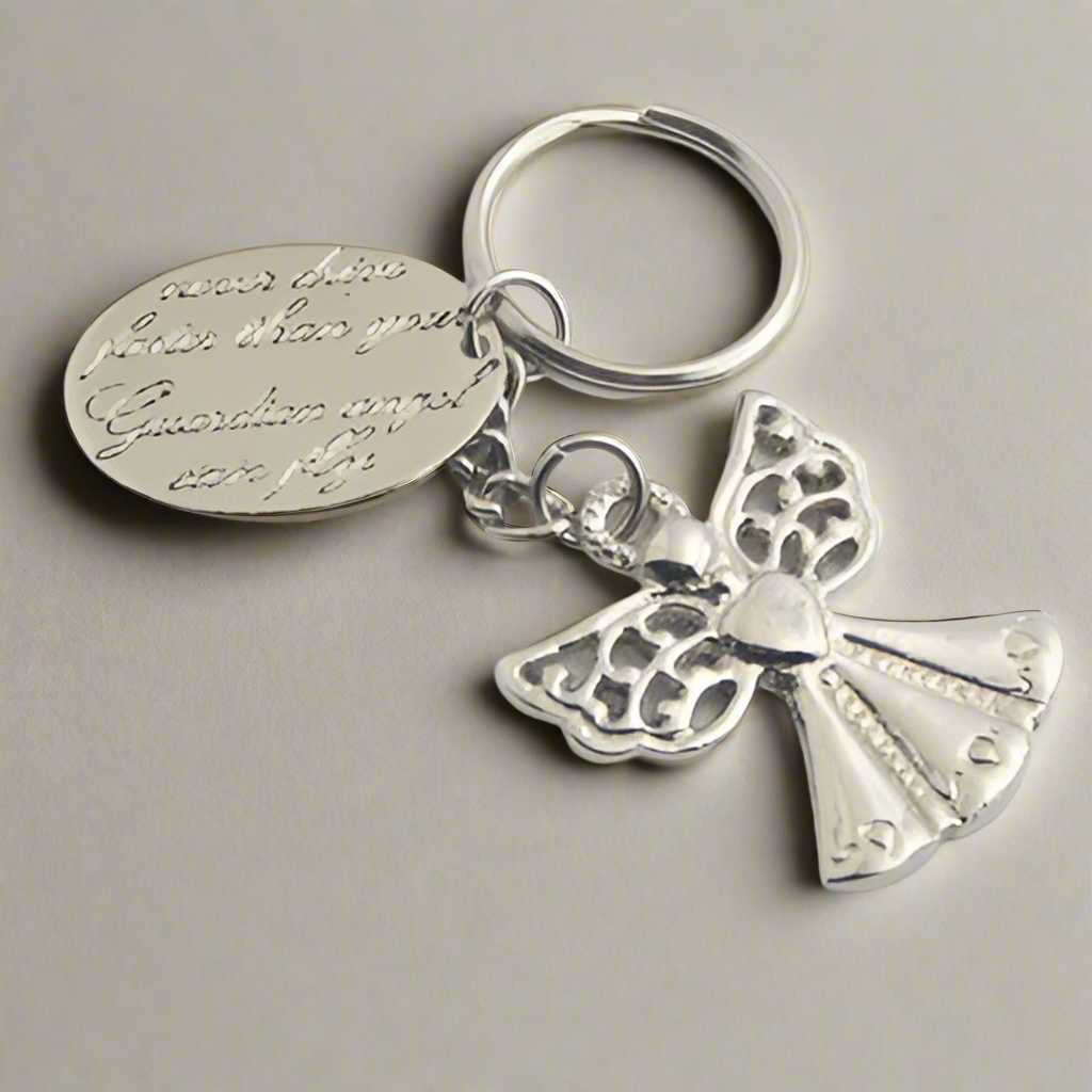 Nickel Guardian Angel Key chain - Set of 4 Key rings