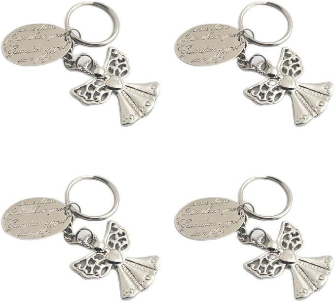 Nickel Guardian Angel Key chain - Set of 4 Key rings