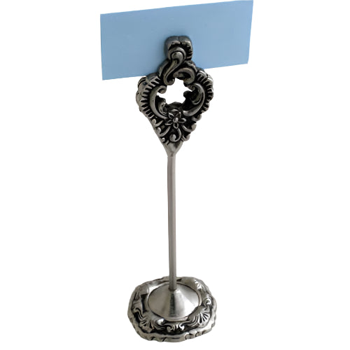 Pewter 8"H Victorian Card Holder - Set of 4 Photo Holders for Tables, Cards Stand Name Menu Clips, Table Sign Holders for Wedding Anniversary Birthday Party,