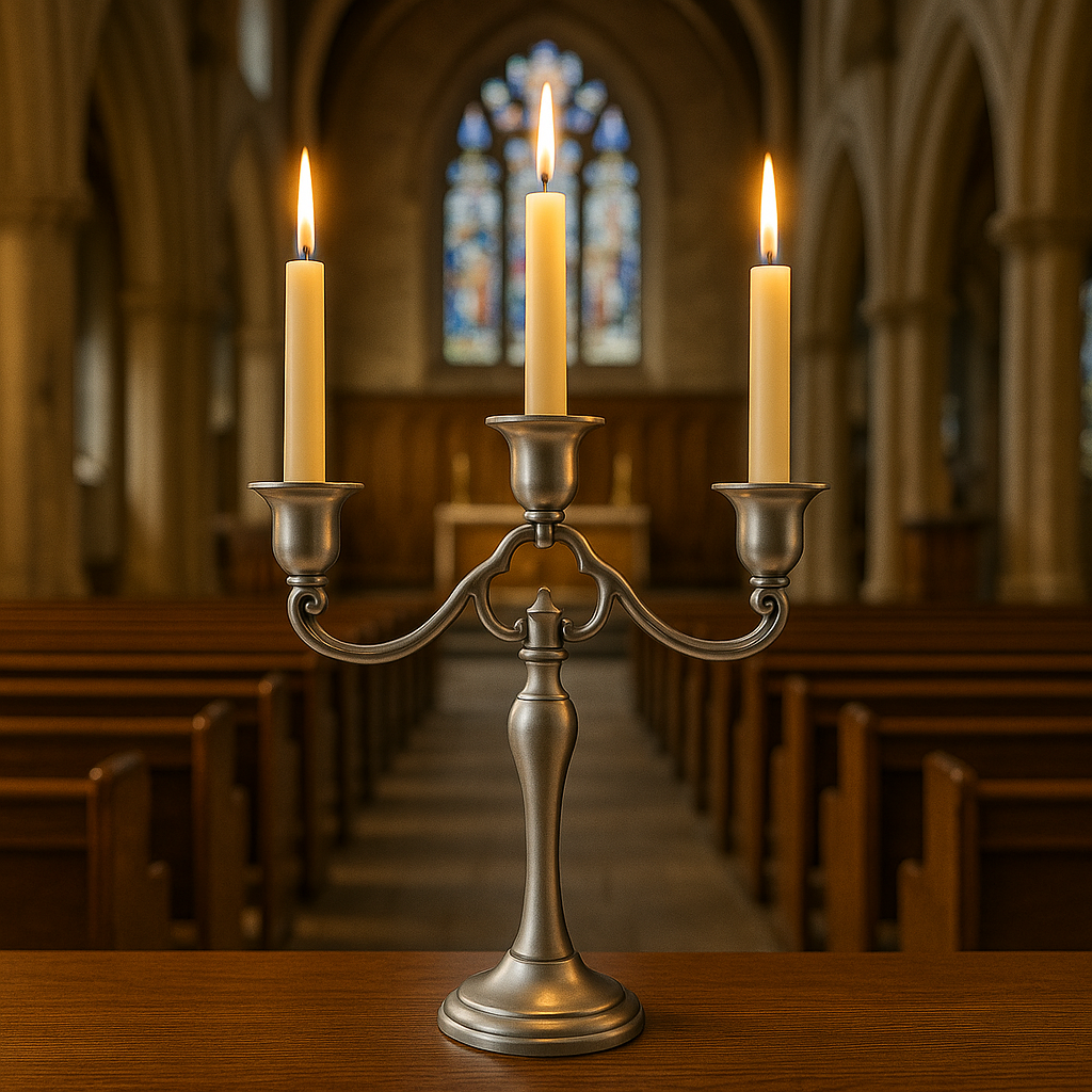 Pewter 11" H Candelabra, Candlestick Holder for Wedding, Church, Taper Candle Holder Stand Centerpiece Elegant Decoration Piece for Table