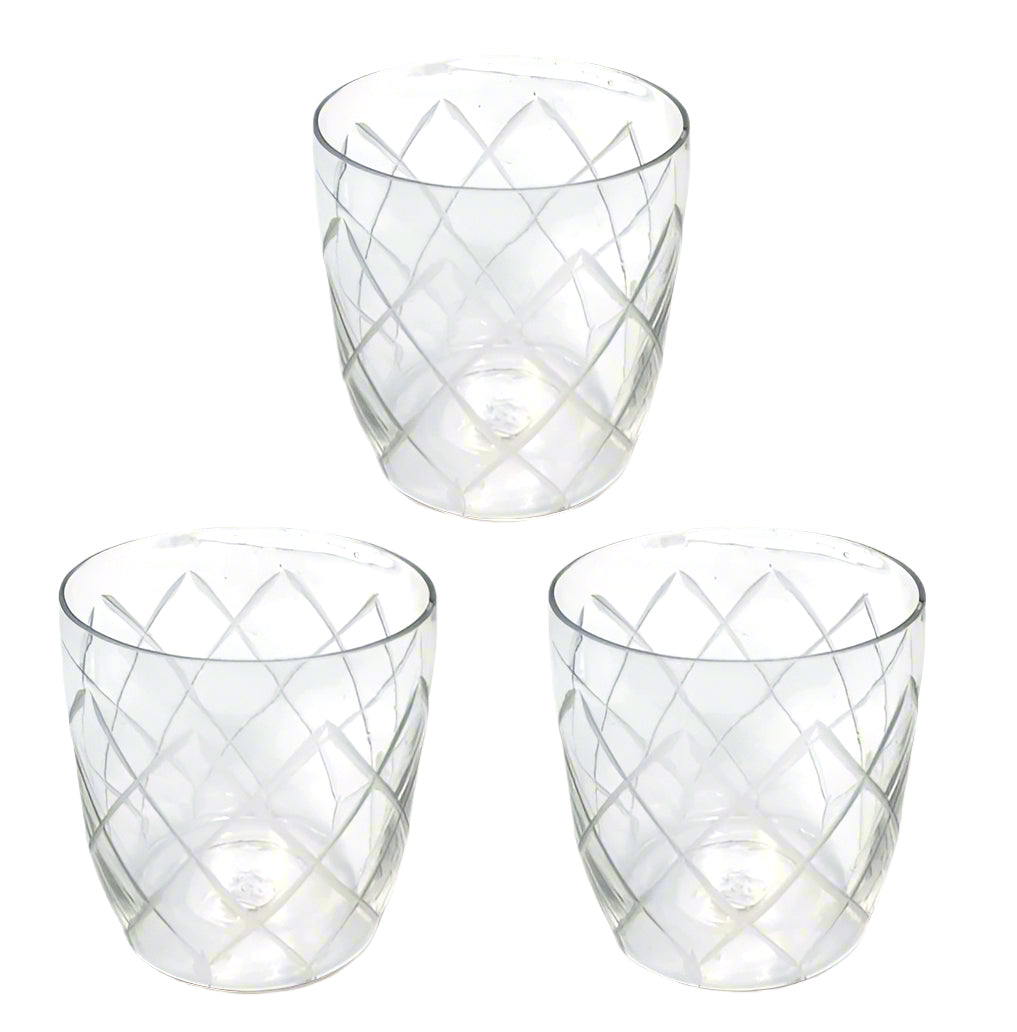 Etched 3 "H Glass Votive Holder - Glass Votive Cup - Set of 3