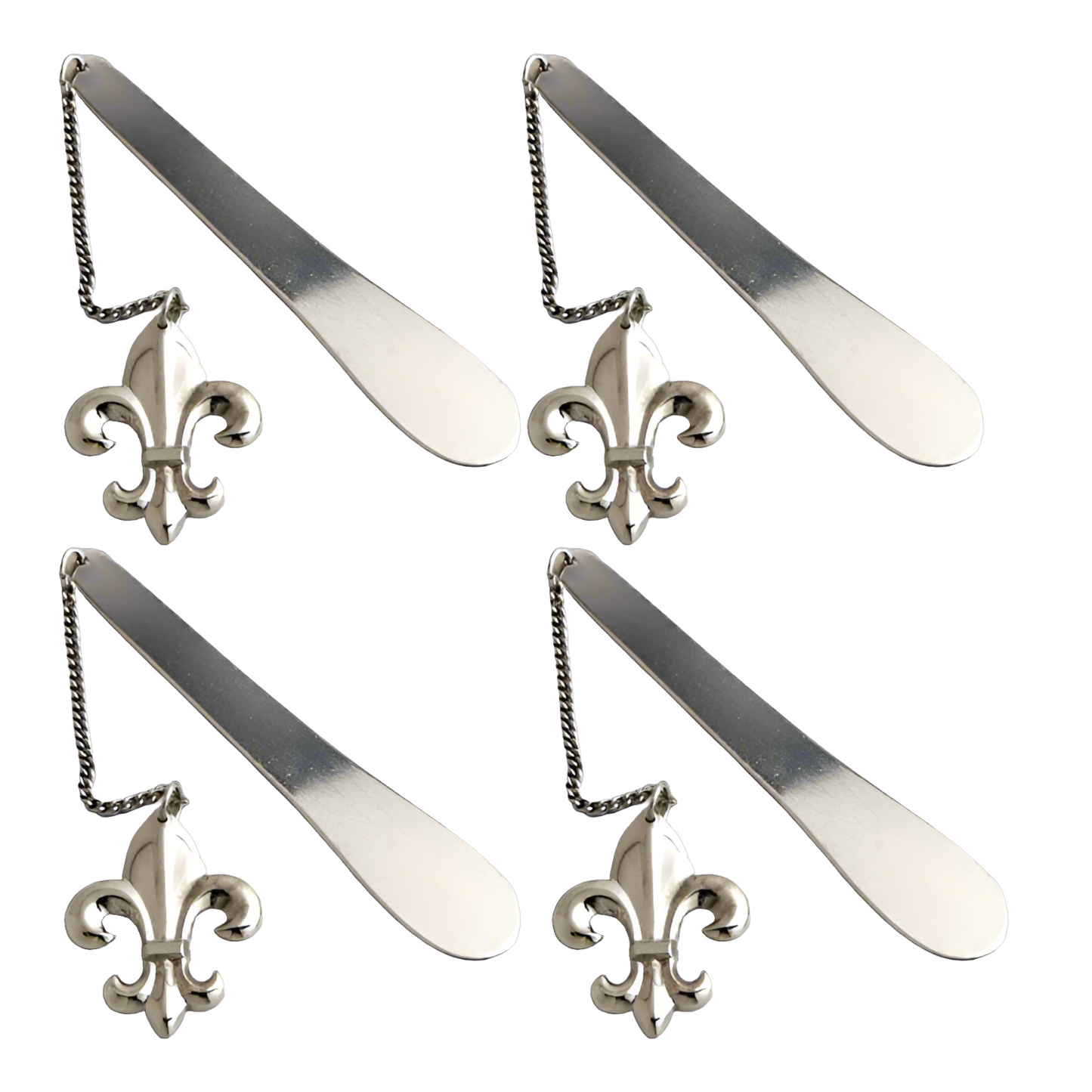 Nickel Fleur De Lis Bookmark - Set of 4. Tarnish Resistant Finish.