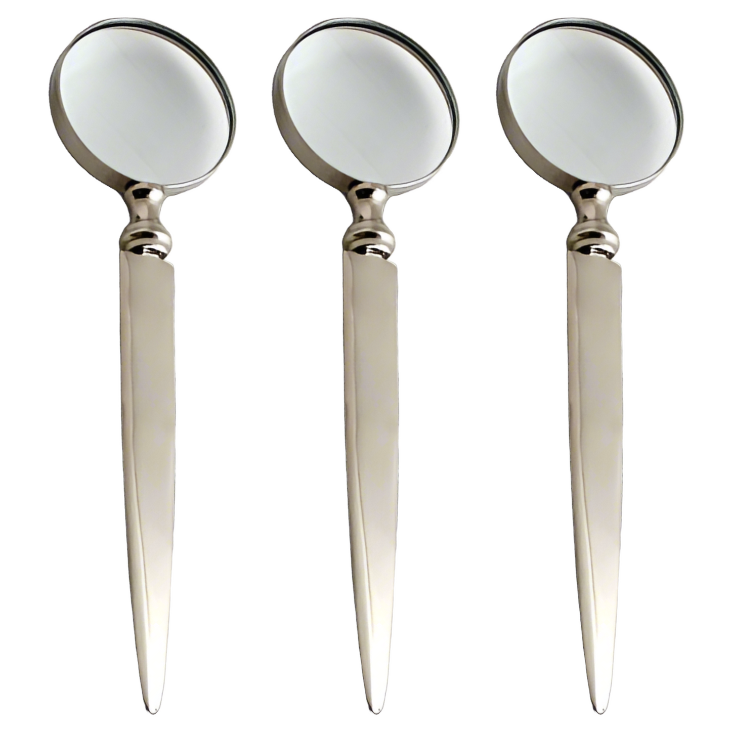 Silver Magnifying Glass with Letter Opener 7.5"L - Set of 3