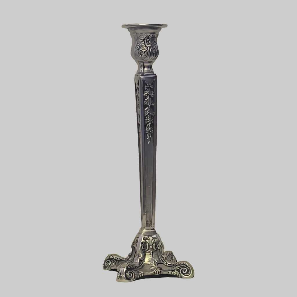 Pewter 12 Inch Taper Candlestick Holder – Elegant Vintage-Style Candle Stand for Regular Taper Candles – Classic Home Decor Accent for Dining Table, Mantel, or Special Occasions