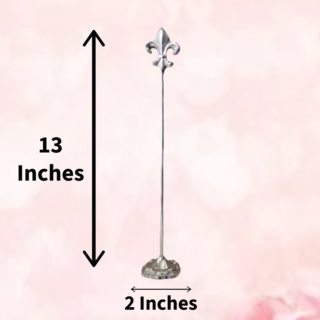 Silver 13" Fleur De Lis Place Card Holder Set of 2 – Tall Decorative Table Number Stand for Weddings, Events, Restaurants & Banquets – Elegant Metal Tabletop Sign Holder for Name Cards & Menus