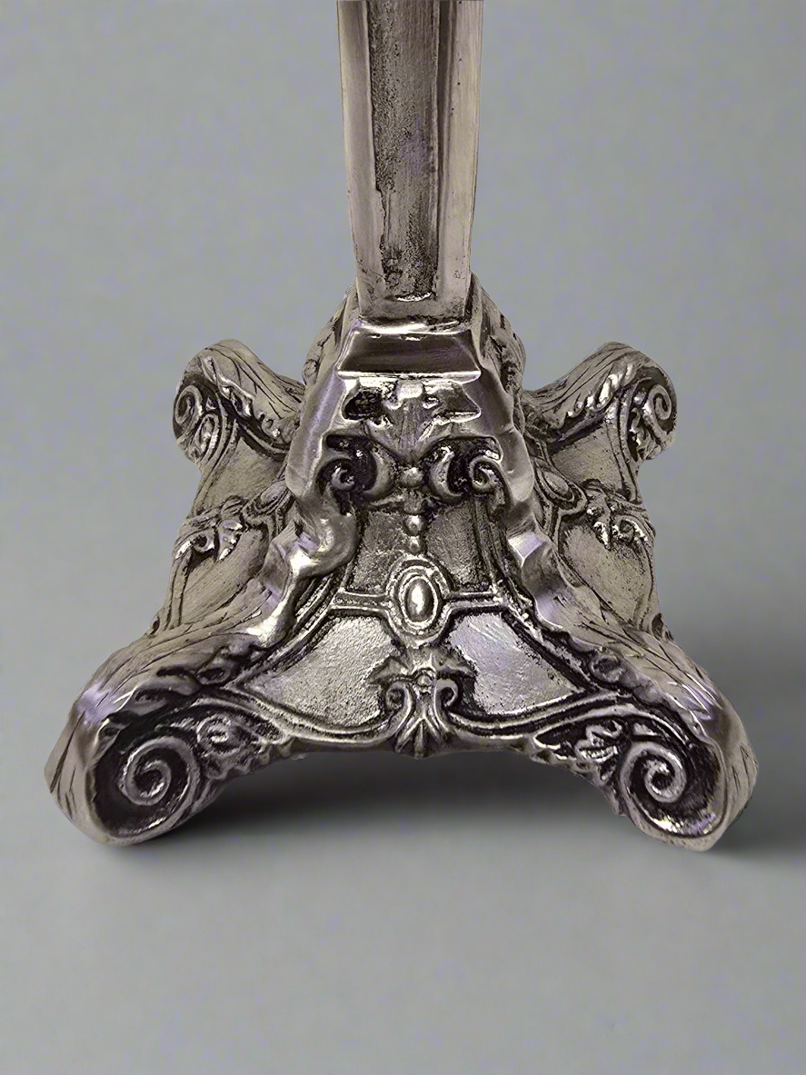 Pewter 12 Inch Taper Candlestick Holder – Elegant Vintage-Style Candle Stand for Regular Taper Candles – Classic Home Decor Accent for Dining Table, Mantel, or Special Occasions