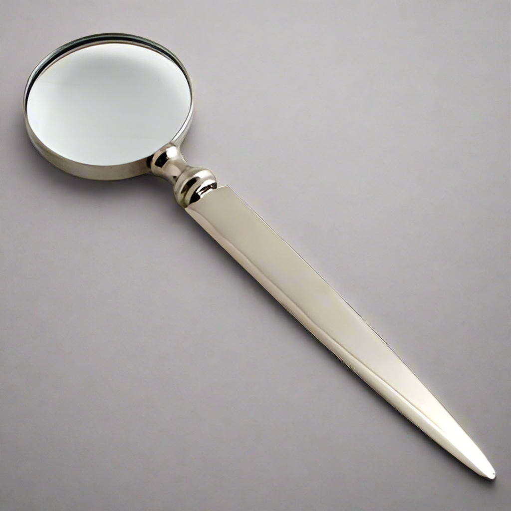 Silver Magnifying Glass with Letter Opener 7.5"L - Set of 3