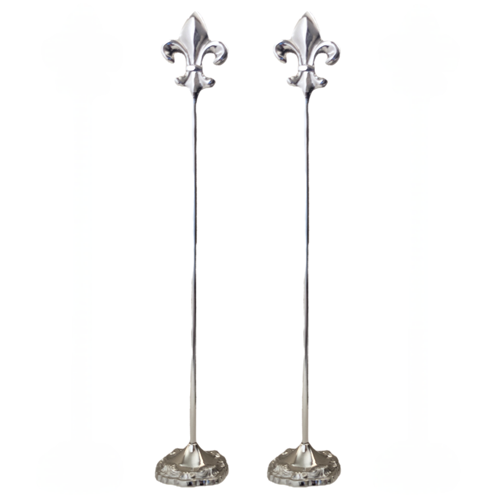 Silver 13" Fleur De Lis Place Card Holder Set of 2 – Tall Decorative Table Number Stand for Weddings, Events, Restaurants & Banquets – Elegant Metal Tabletop Sign Holder for Name Cards & Menus