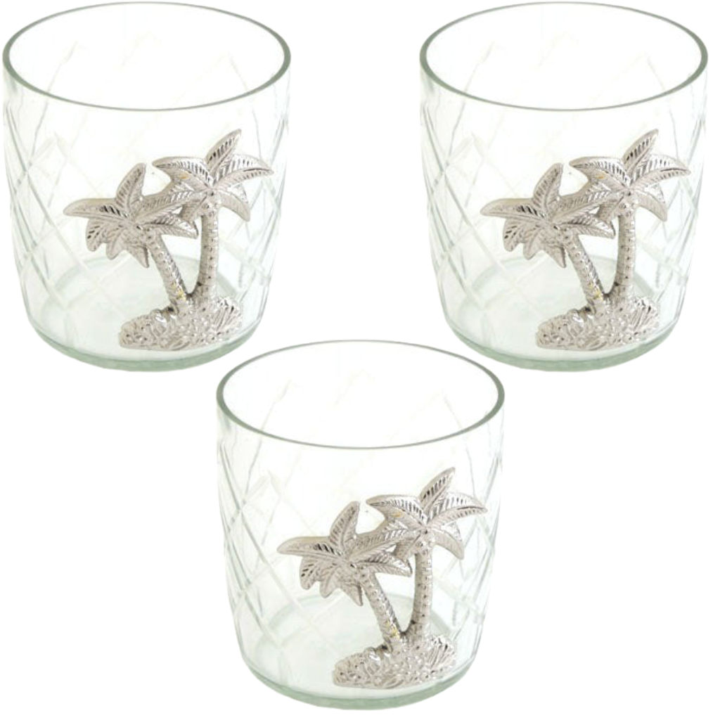 Nickel Tree On Glass - Set of 3