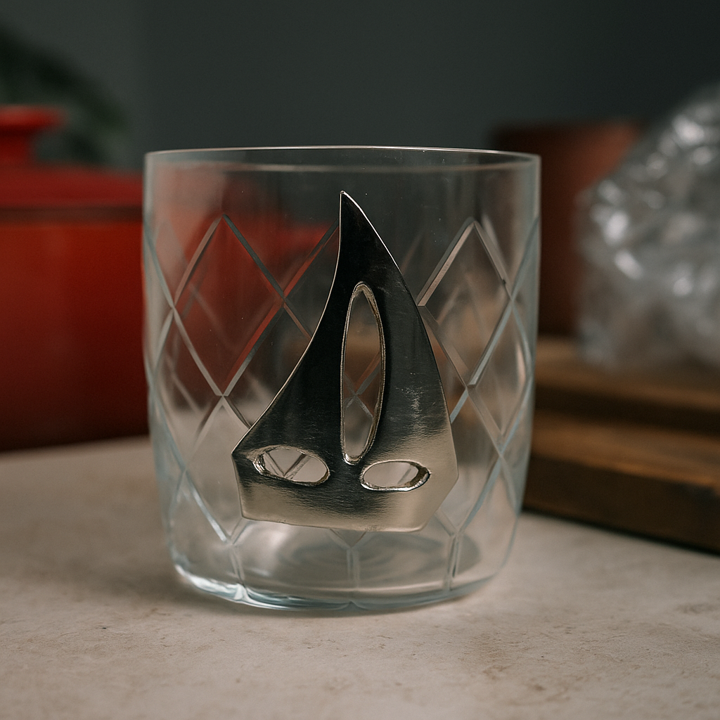 Silver Boat On Glass, Votive Candle Holder - Set of 3