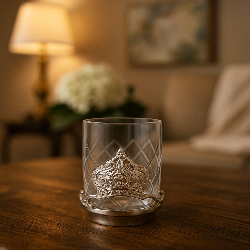Silvet Crown Votive Holder, Etched Glass - Set of 3