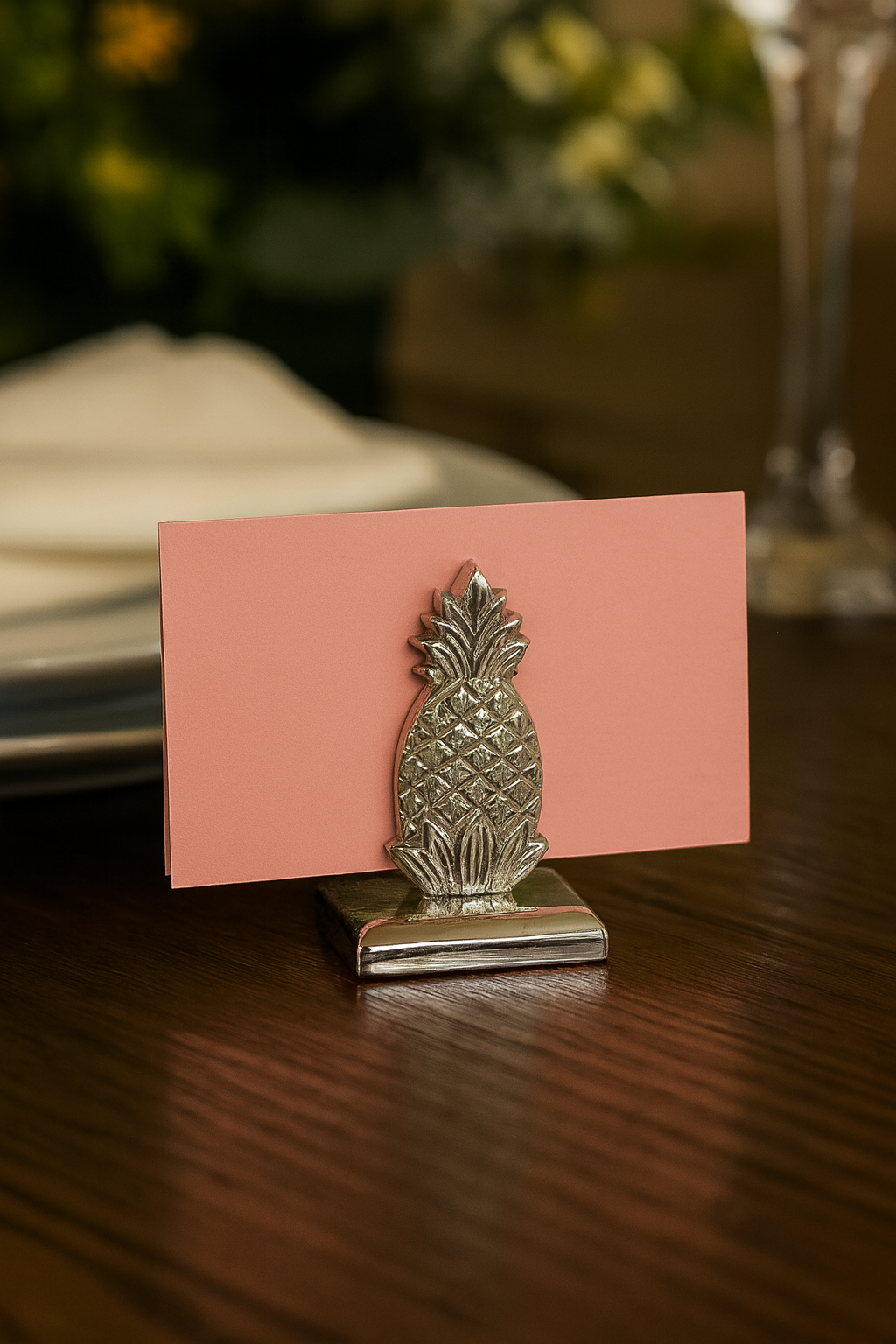 Silver Pineapple Place Card Holder - Set of 4