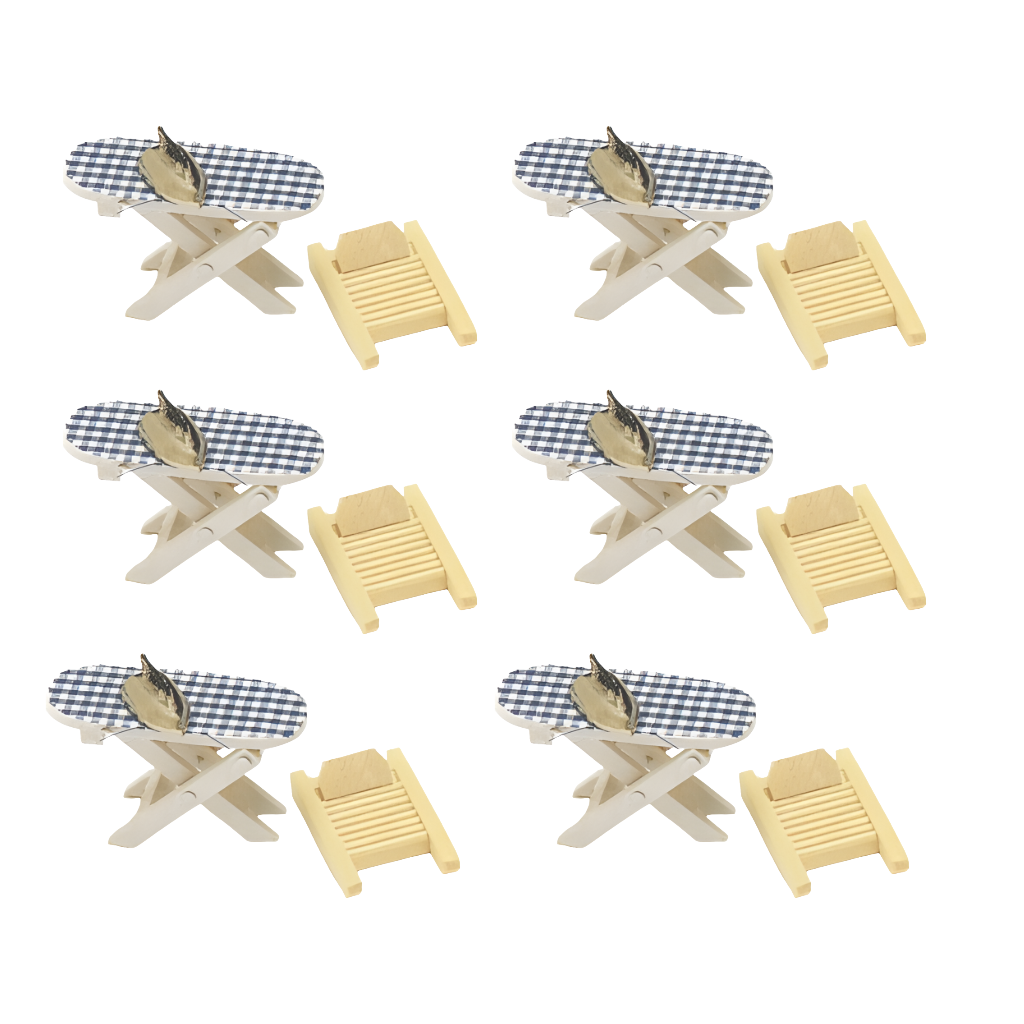 Miniature Ironing Board with Iron and Wash Board. 6 of Each