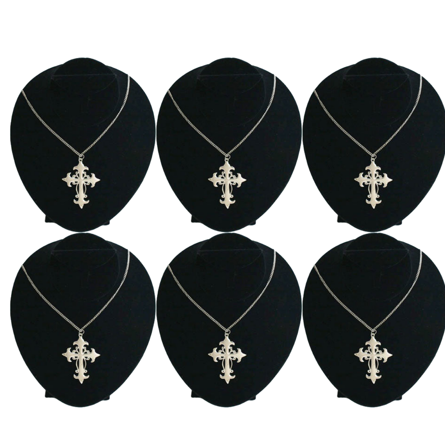 Nickel Cross Necklace - Set of 6