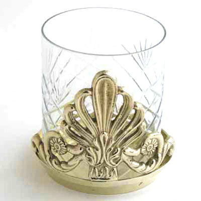 Brass Base With Glass - Set of 3
