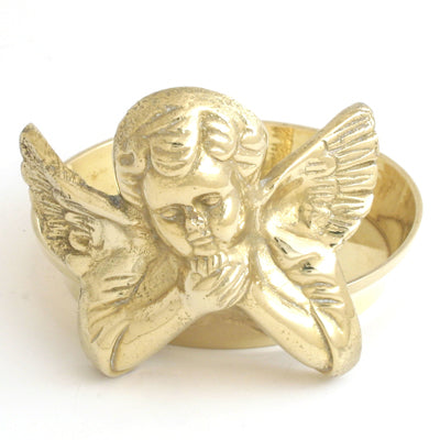 3" Solid Brass Cherub Angel Pillar Candle Holder, Wine Bottle Coaster - Set of 3