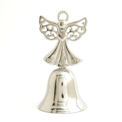 Silver 3"H Guardian Angel Bells - Set of 4. Wedding Favor, Kissing Bells
