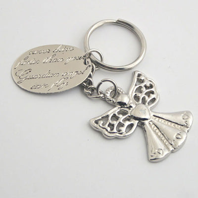 Nickel Guardian Angel Key chain - Set of 4 Key rings
