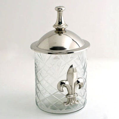 Glass Jar-Fleur De Lis - Set of 2