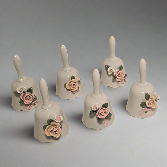 Porcelain 5"H  Floral Bells - Set of 6 -