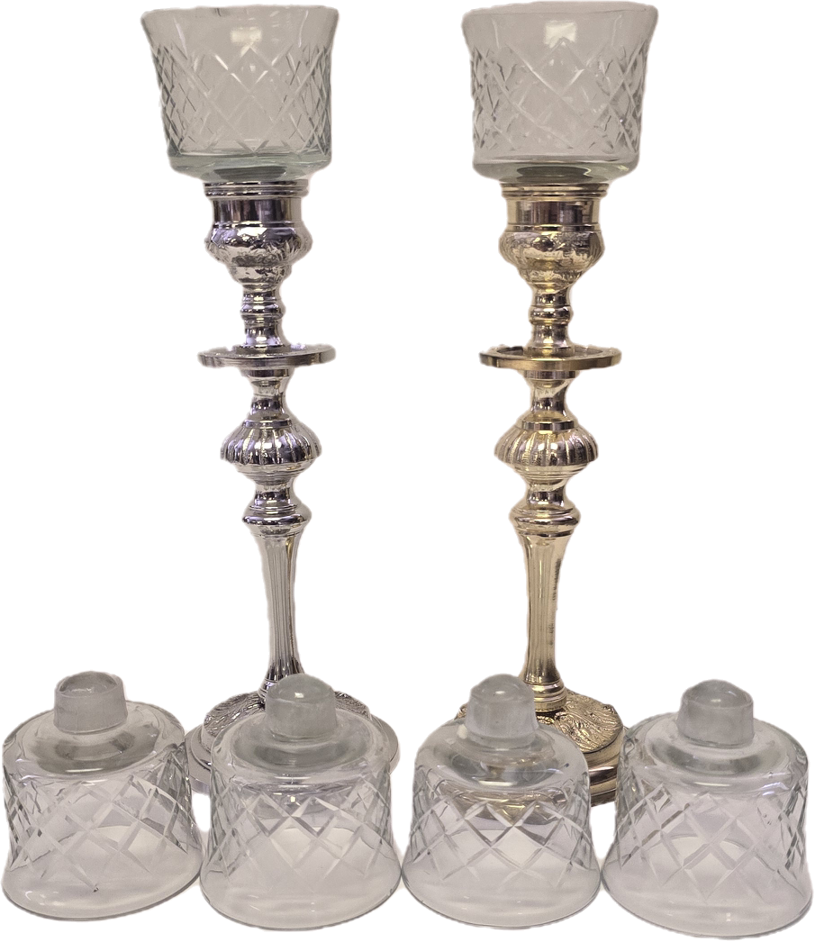 Etched Glass Tealight Adapter with Peg. Set of 6 Tea Light Holders.