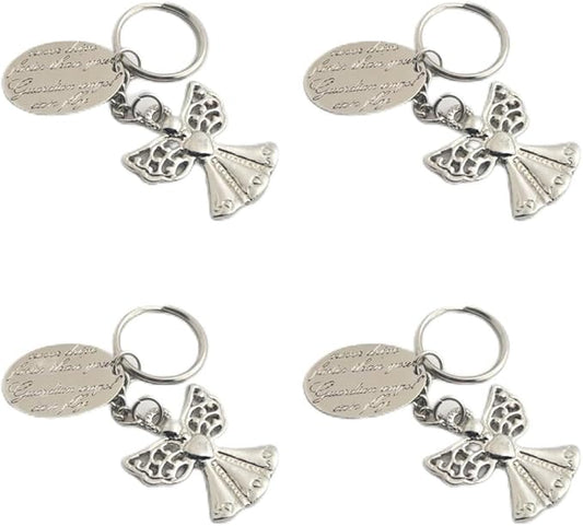 Nickel Guardian Angel Key chain - Set of 4 Key rings