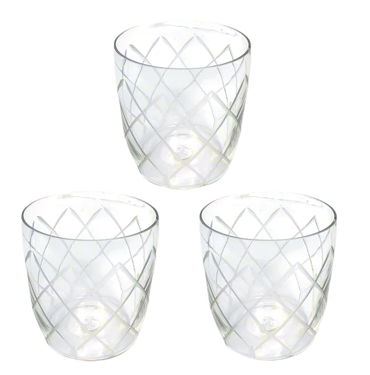 Etched 3 "H Glass Votive Holder -  Glass Votive Cup - Set of 3