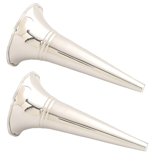 Silver 7" Plain Tussie Mussie, Wedding Bouquet Holder - Set of 2