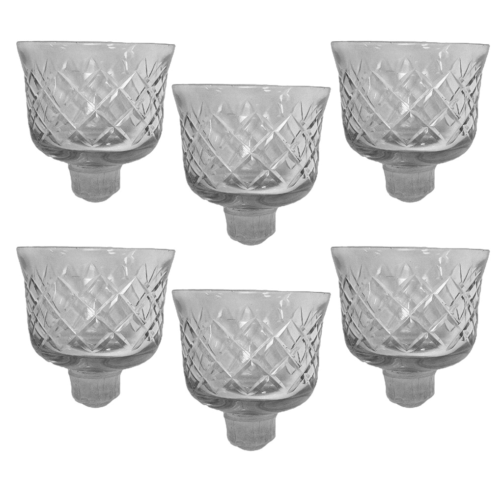 Etched Glass Tealight Adapter with Peg. Set of 6 Tea Light Holders.