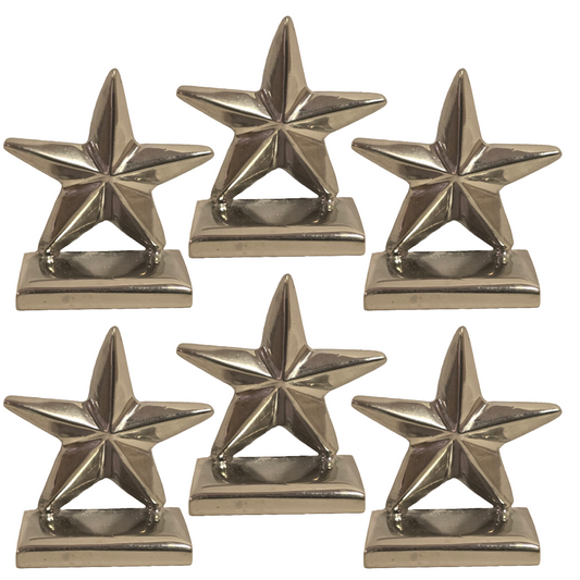 Star Place Card Holders, Set of 6,  1.5” High Table Number Holders for Weddings, Parties, Holidays & Events – Star Design – Photo, Menu, or Note Stand