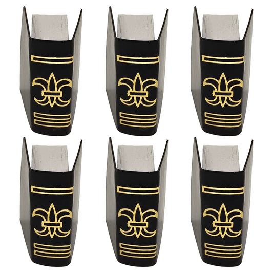 Dollhouse Miniature Books / Bibles - Set of 6 – 1:12 Scale Black Hardcover with Blank Pages. – Miniature Notebooks with Fleur de Lis Emblem for Dollhouse Library, Church, Study, or Bible Display