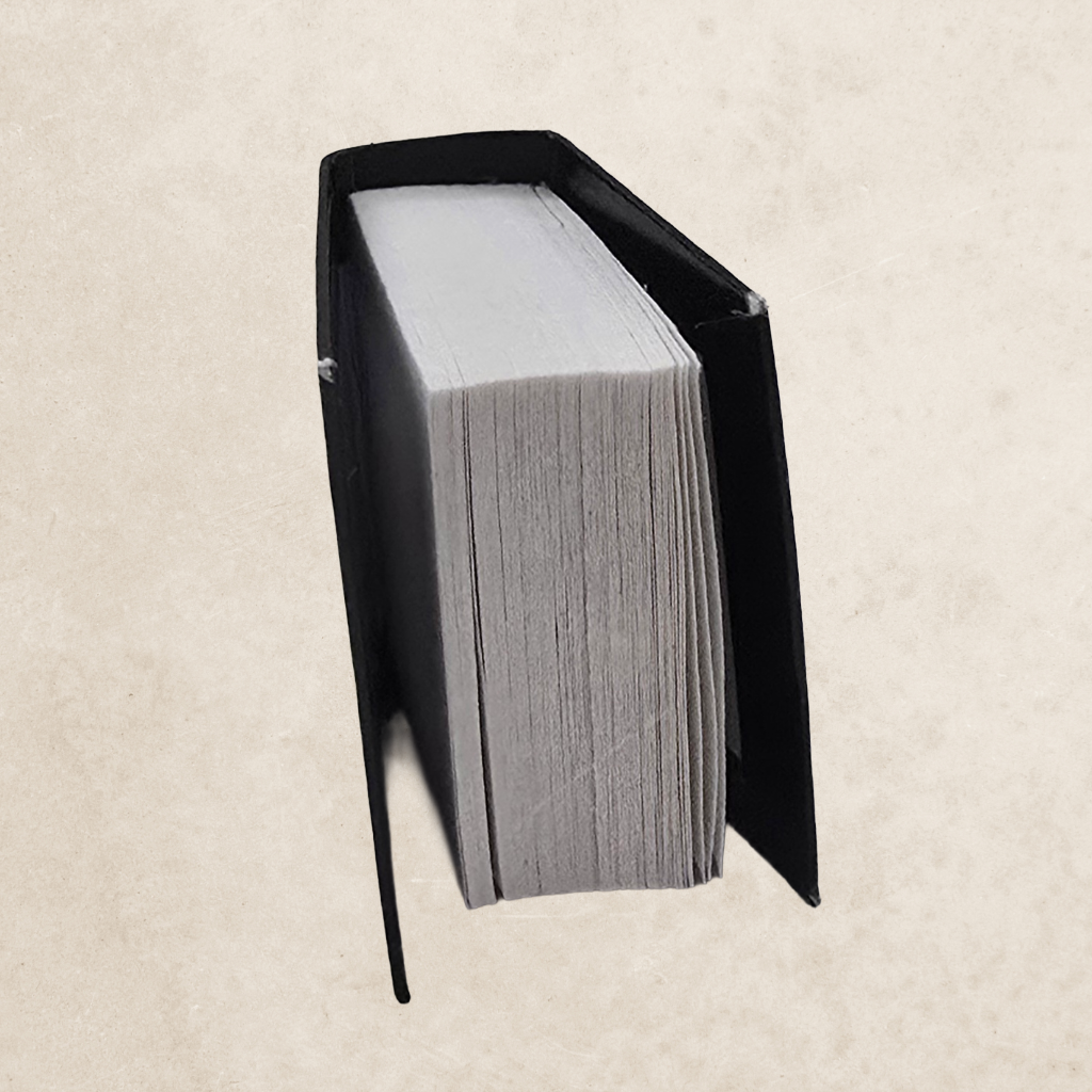 Dollhouse Miniature Books / Bibles - Set of 6 – 1:12 Scale Black Hardcover with Blank Pages. – Miniature Notebooks with Fleur de Lis Emblem for Dollhouse Library, Church, Study, or Bible Display