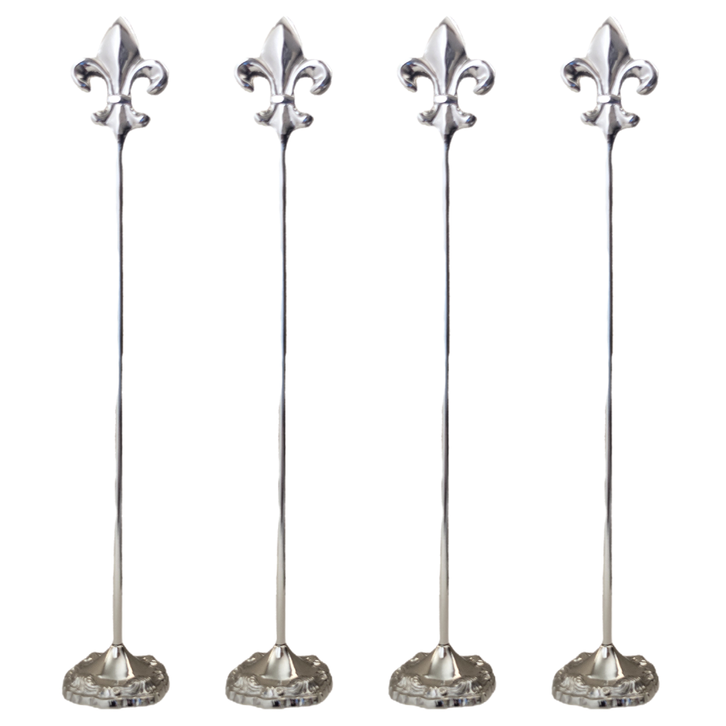 Silver 13" Fleur De Lis Place Card Holder Set of 2 – Tall Decorative Table Number Stand for Weddings, Events, Restaurants & Banquets – Elegant Metal Tabletop Sign Holder for Name Cards & Menus