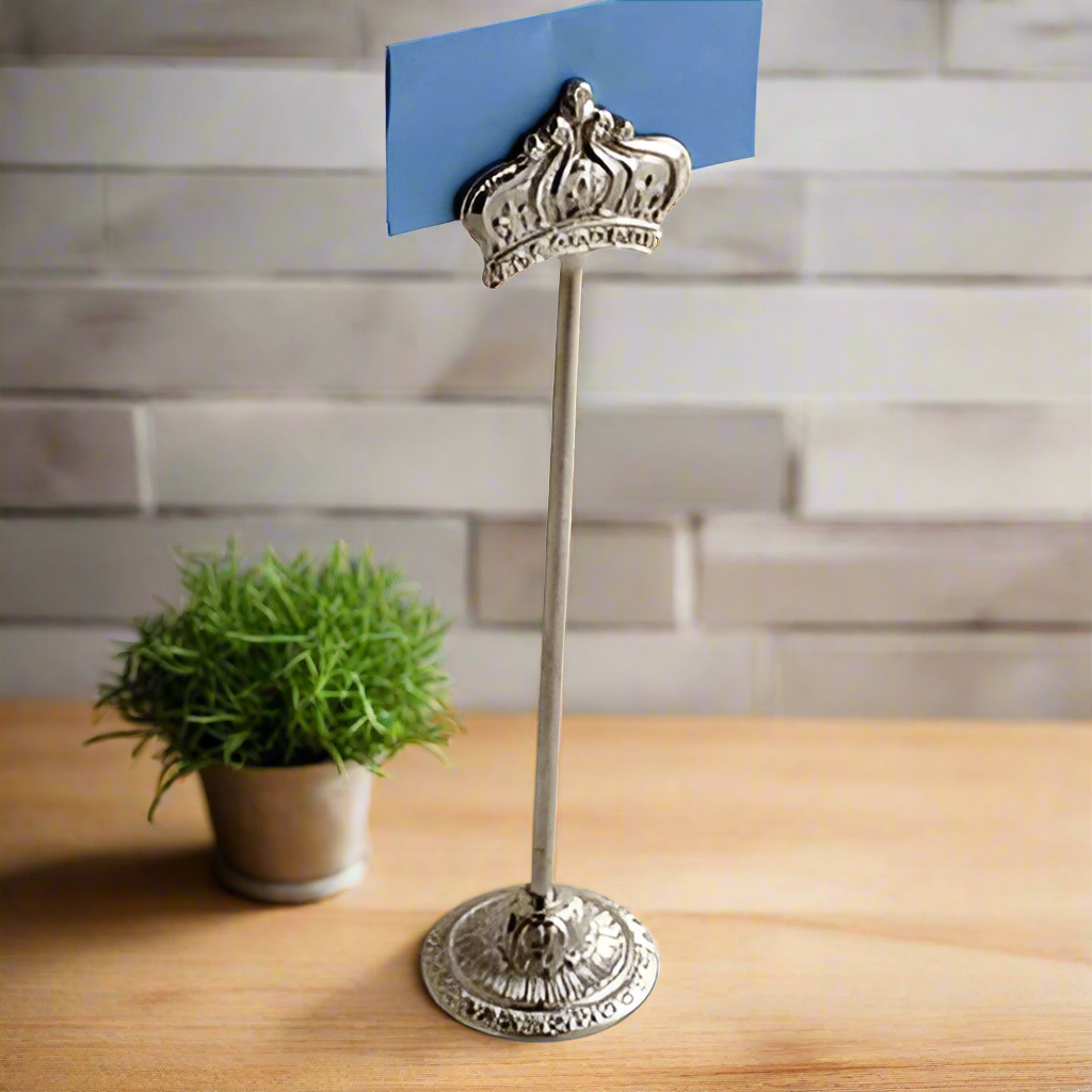 Nickel Crown Table Number Holder - Set of 2
