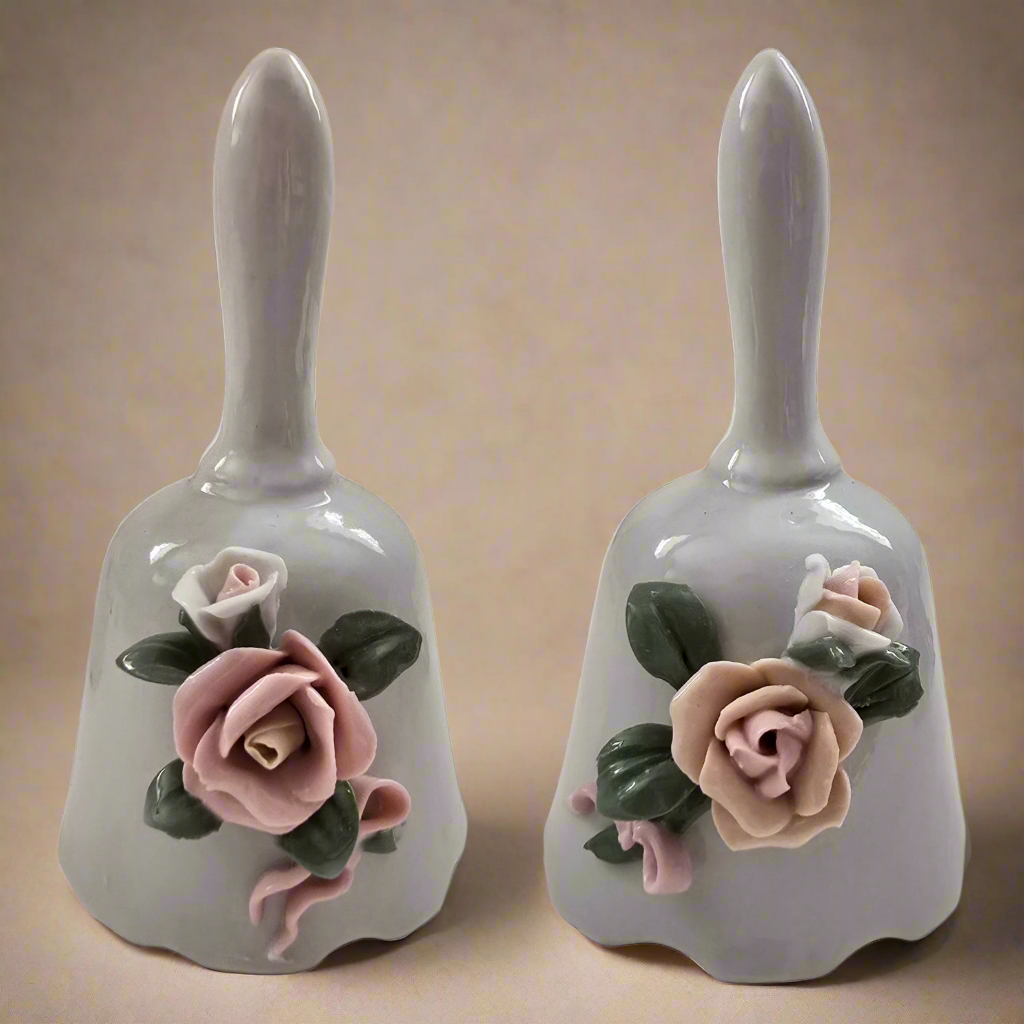 Porcelain 5"H  Floral Bells - Set of 6 -