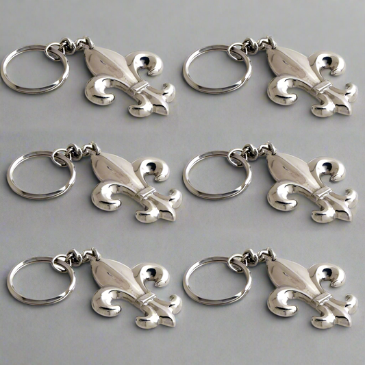 Silver Fleur De Lis Keyring - Set of 6 Key Chains