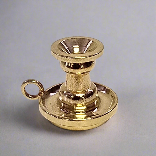 MIniature Dollhouse Gold Plated Candle Holder. Shadowbox Chamber Holder.