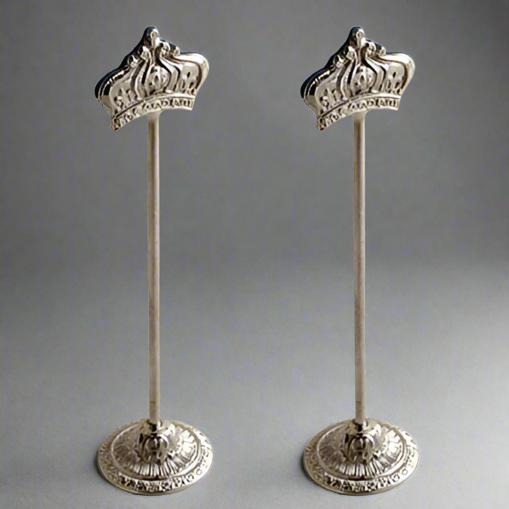 Nickel Crown Table Number Holder - Set of 2