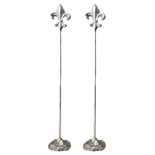 Silver 13" Fleur De Lis Place Card Holder Set of 2 – Tall Decorative Table Number Stand for Weddings, Events, Restaurants & Banquets – Elegant Metal Tabletop Sign Holder for Name Cards & Menus