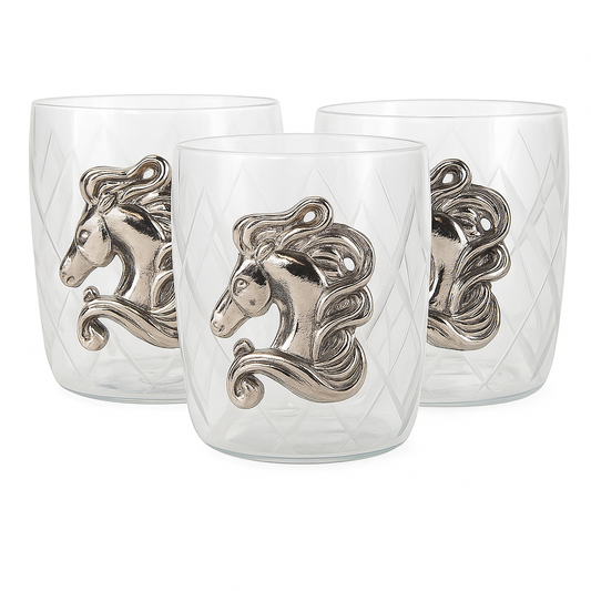 Nickel Horse Votive Holder - Set of 3