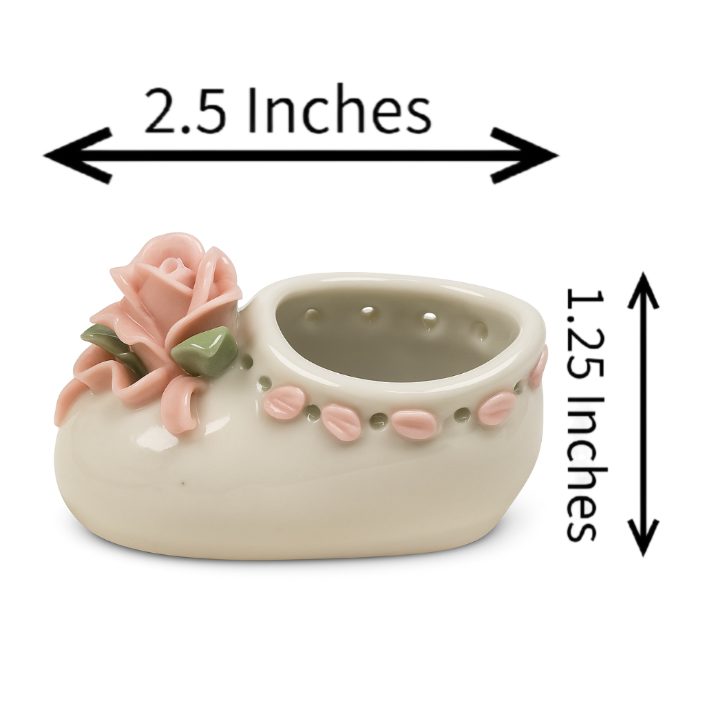 Porcelain Baby Booties with Pink Bow – Newborn Baby Keepsake Gift (Set of 12) Girl Reveal Party
