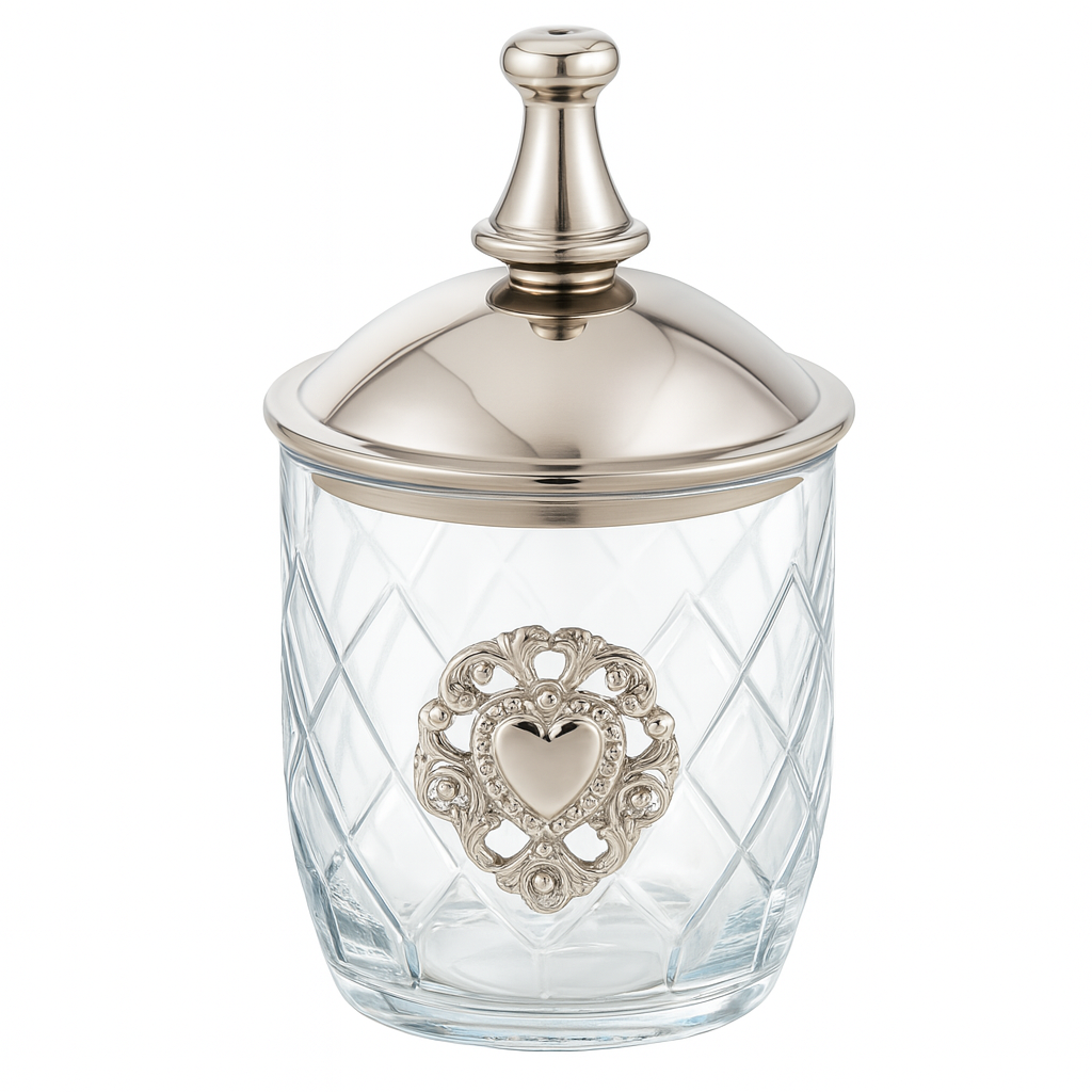 Nickel Jar With Heart - Set of 2