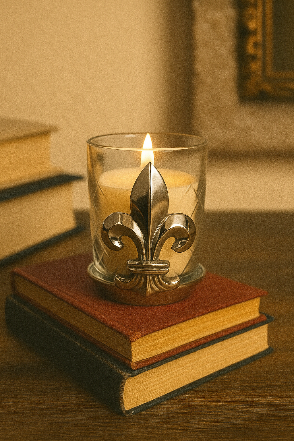 Silver Fleur de Lis Base & Glass Votive Cup,  - Set of 3