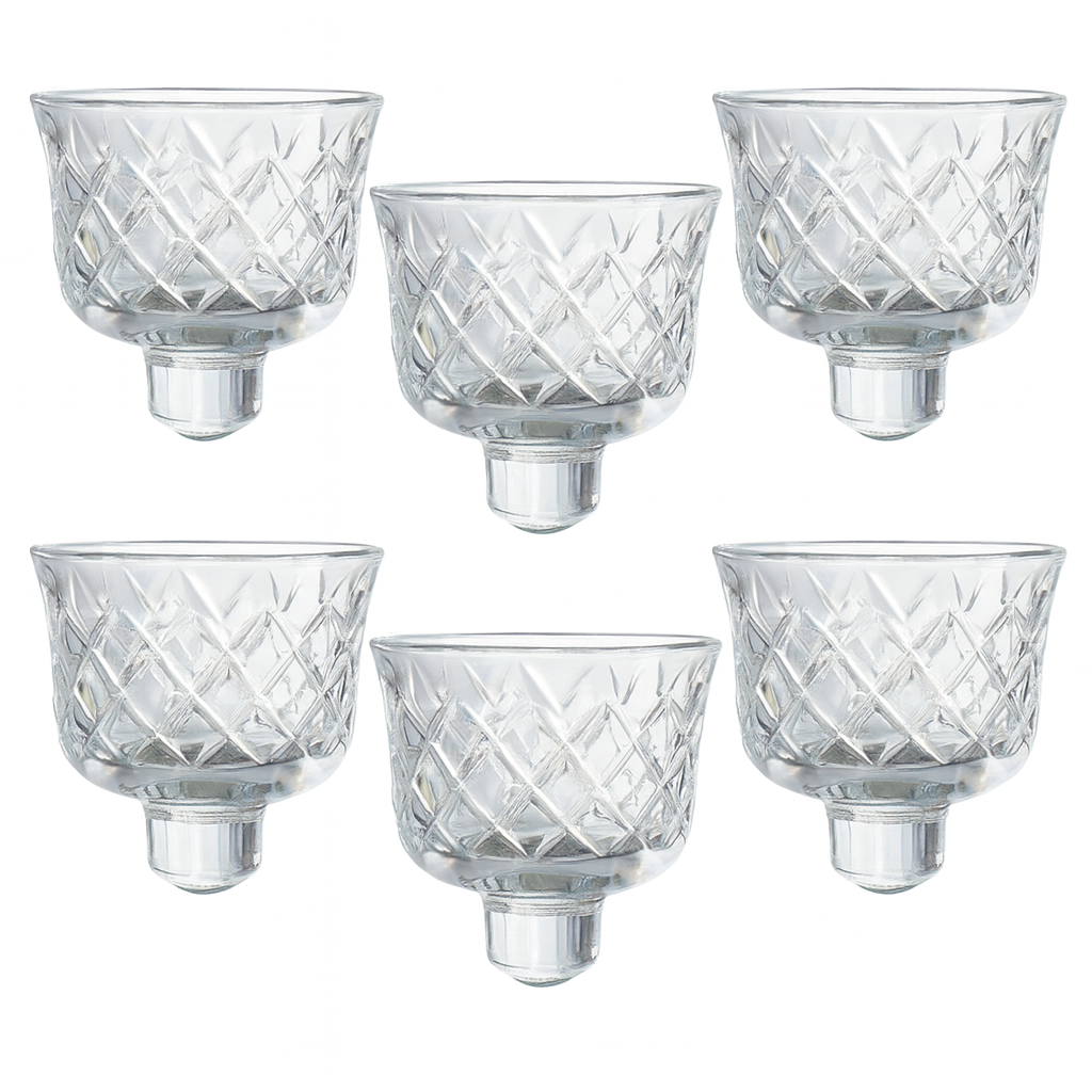 Etched Glass Tealight Adapter with Peg. Set of 6 Tea Light Holders.