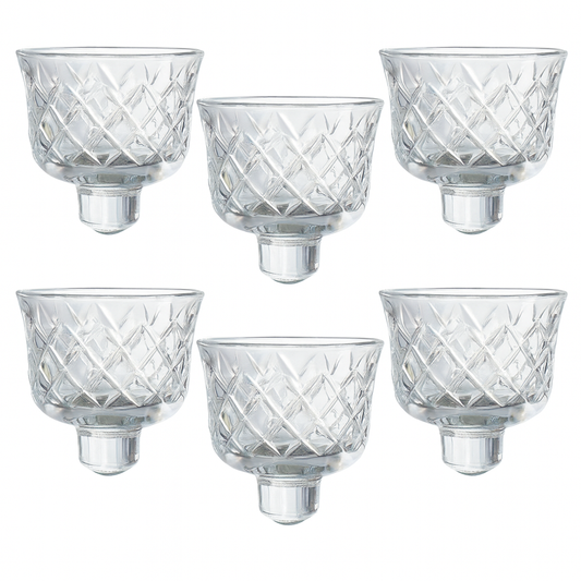 Etched Glass Tealight Adapter with Peg. Set of 6 Tea Light Holders.