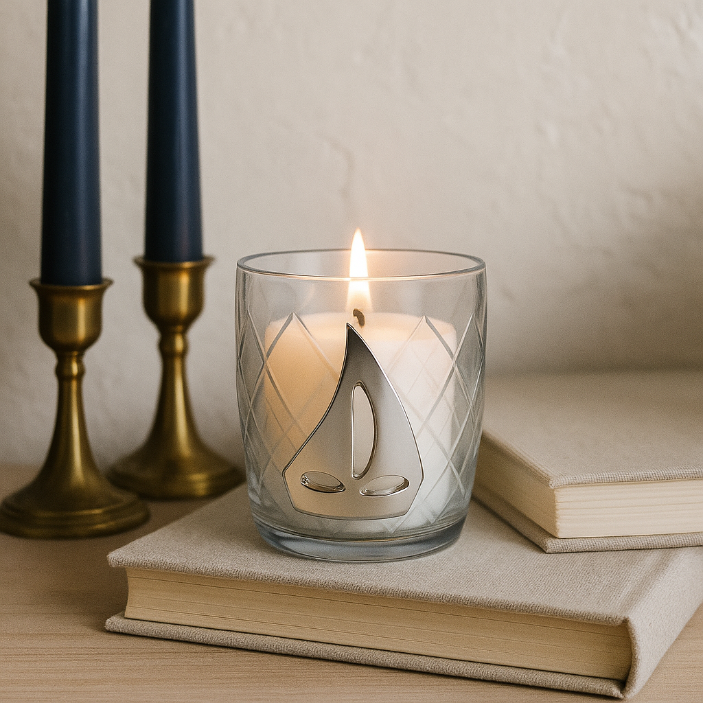 Silver Boat On Glass, Votive Candle Holder - Set of 3