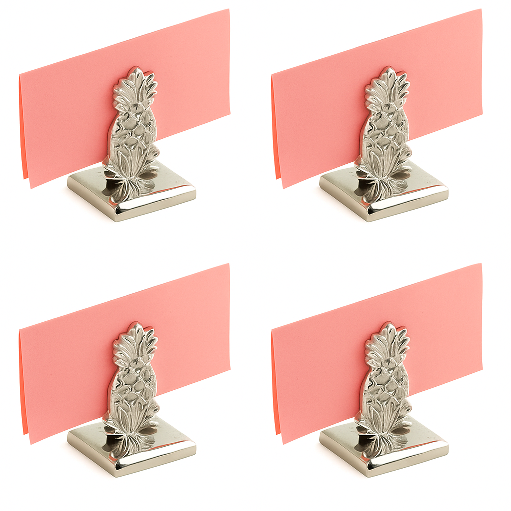 Silver Pineapple Place Card Holder - Set of 4