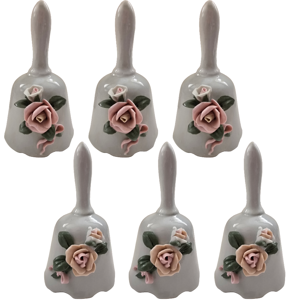 Porcelain 5"H  Floral Bells - Set of 6 -