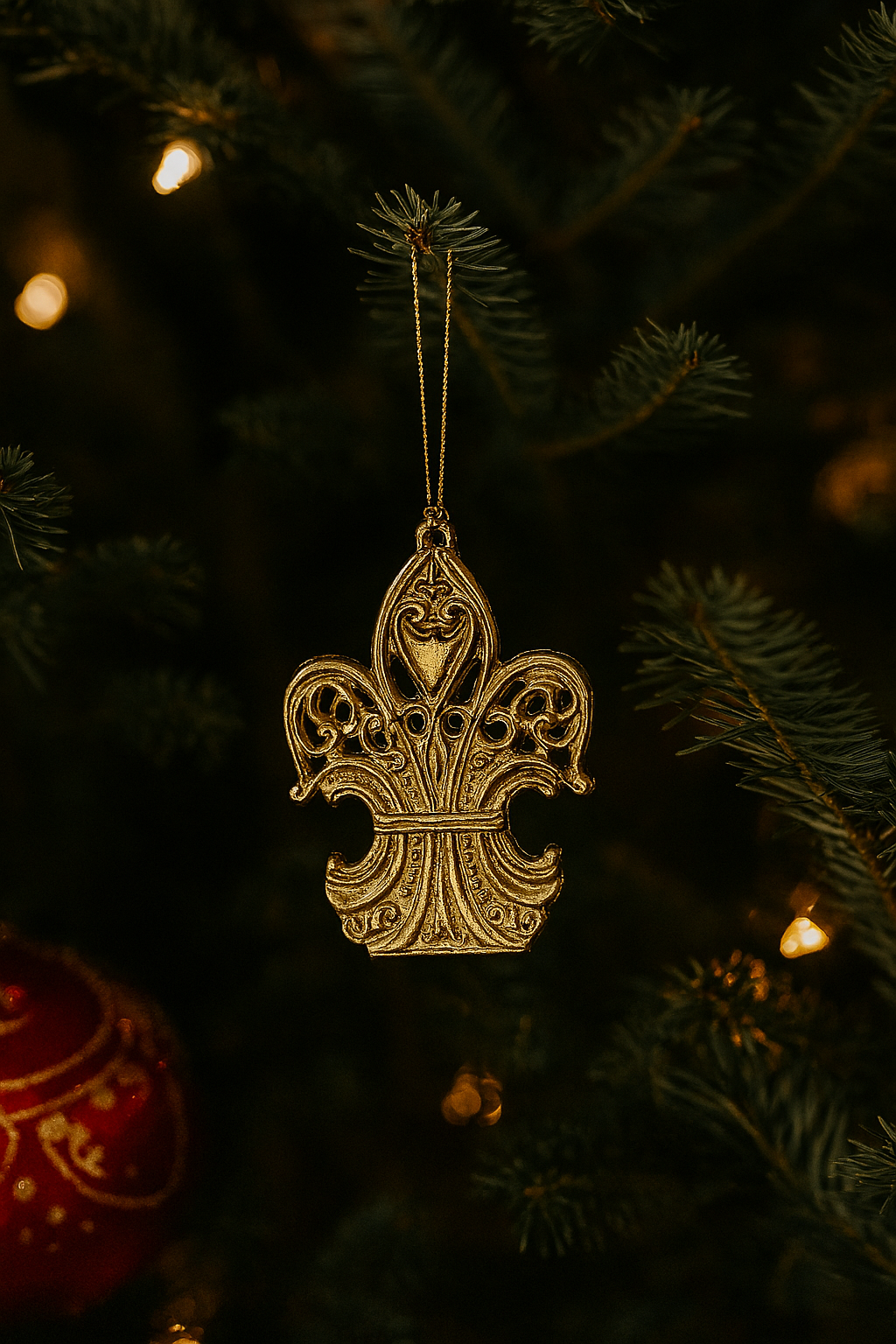 Solid Brass Fleur de Lis Ornaments, 2 3/4 Inch H x 2"W, Set of 12 – Classic French Lily Emblem for Christmas Tree, Wreaths, Garland and Home Décor