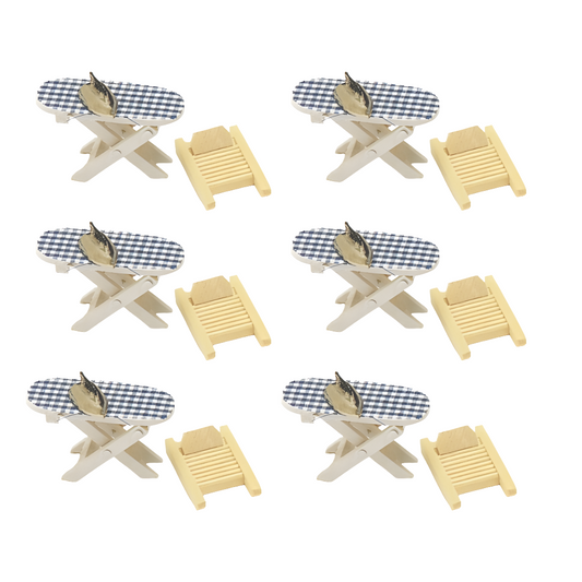 Miniature Ironing Board with Iron and Wash Board.  6 of Each